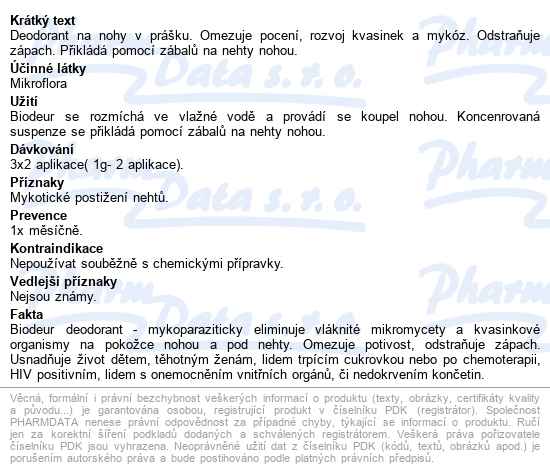 Biodeur Deodorant Prášek 3x1g - popis