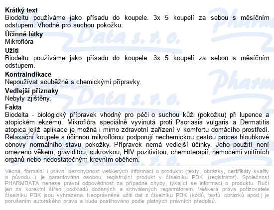 Biodelta Regenereční Koupel 15x8g - popis
