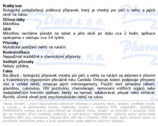 Bio Block Protiplísňový Prášek Nehty Ruce 3x0.1g - popis