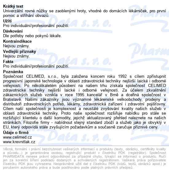 Nůžky Si-021 Do Lékárničky Rov.tupé 11cm Celimed - popis