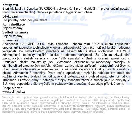 čepelka Skalp.surgeon č.11 Steril.1ks - popis