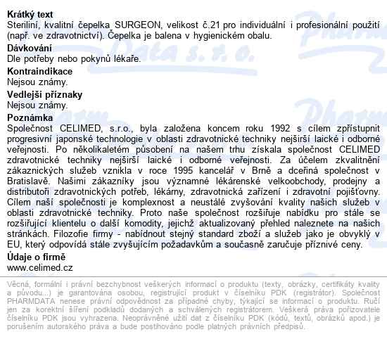čepelka Skalp.surgeon č.21 Steril.1ks - popis