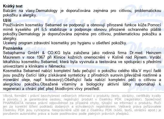 Sebamed Kondicioner Na Vlasy 200ml - popis