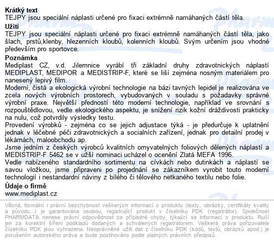 Náplast Mediplast 1.25cmx10m 2ks 1210xt Tejpovací - popis