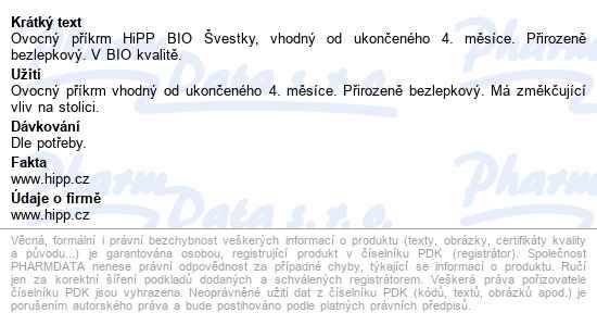 Hipp švestky Bio 4m 125g - popis
