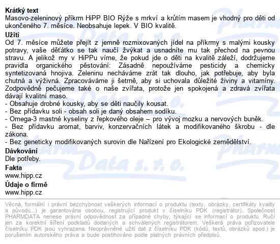Hipp Rýže S Mrkví A Krůtím Masem Bio 8m 220g - popis