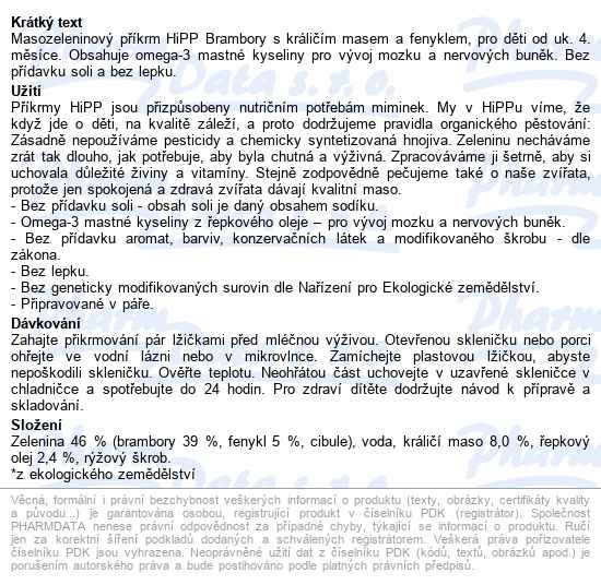 Hipp Brambory S Králičím M.a Fenyklem 4/6m 190g - popis
