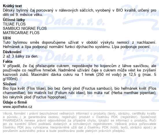 Apotheke Dětský Bylinný čaj Dých.cesty Bio 20x1.5g - popis