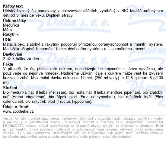 Apotheke Dětský Bylinný čaj Na Imunitu Bio 20x1.5g - popis