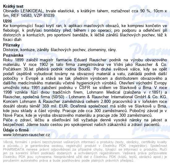 Obinadlo Elastické Lenkideal 10cmx5m,v nataženém stavu,krátký tah,1ks - popis