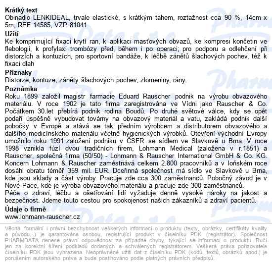 Obinadlo Elastické Lenkideal 15cmx5m,v nataženém stavu,krátky tah,1ks - popis