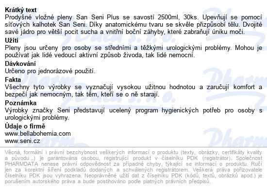 Seni San Plus pleny vložné absorpční prodyšné anatomicky tvarova - popis
