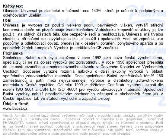 Obinadlo Elastické Universal 10cmx5m,tažnost 110%,1ks - popis