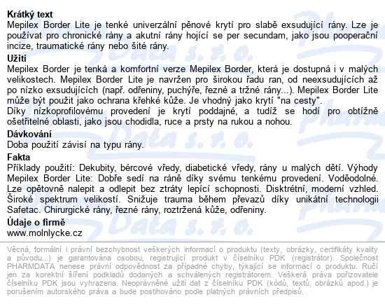 Mepilex Lite 10x10 cm, 5 ks, tenké absorpční pěnové krytí se si - popis
