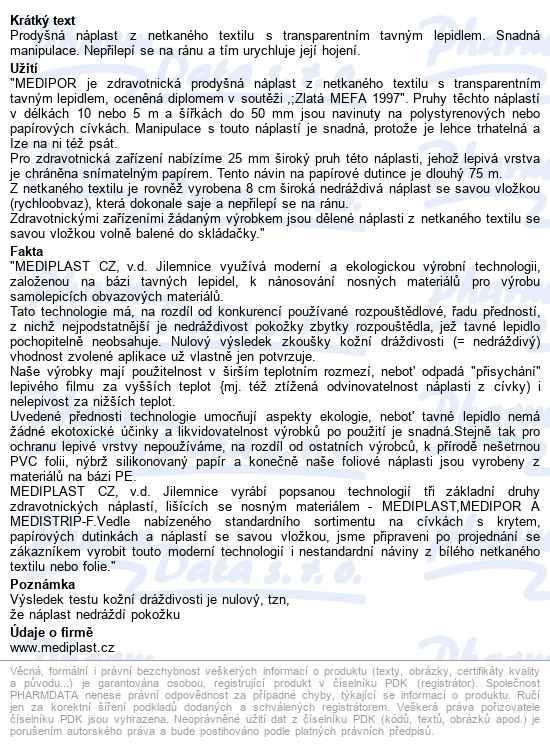 Rychloobvaz Medipor 60mmx20mm (500ks) 2462 - popis