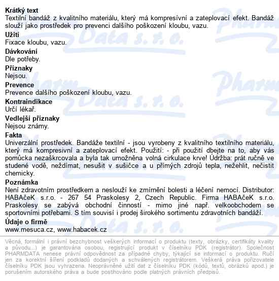 Bandáž Lokte - Textil - Velikost M - popis
