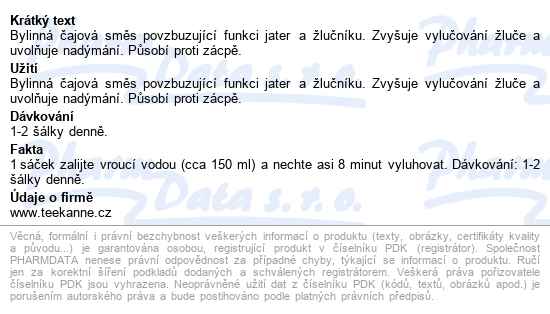 Teekanne Játra A žlučník 10x2g - popis
