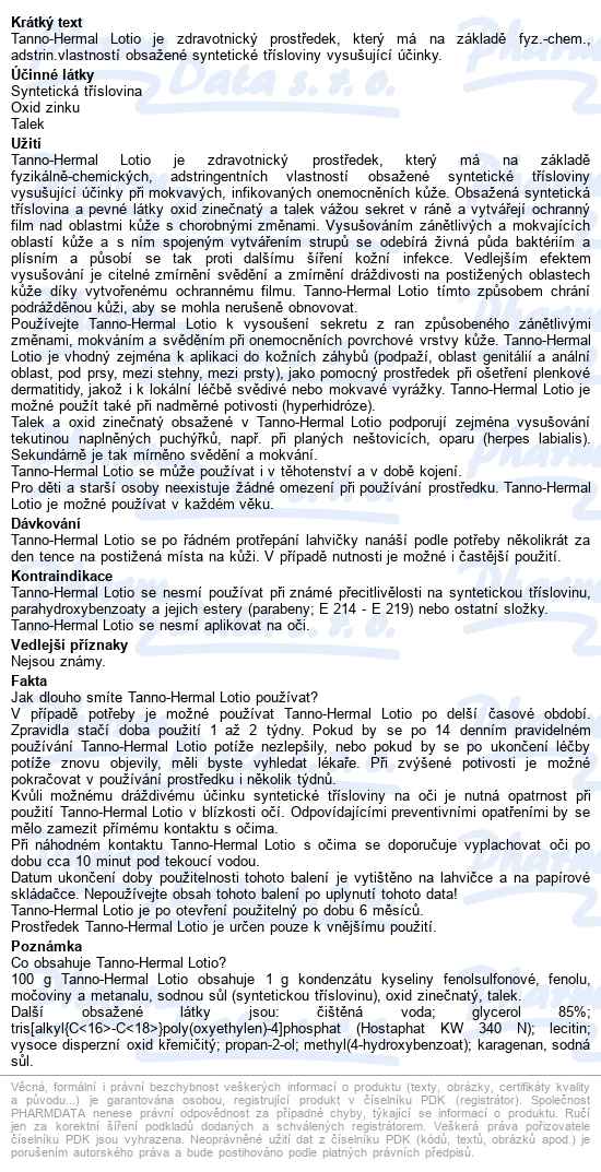 Tanno-hermal Lotio 100ml - popis