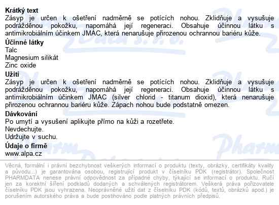 Pedik Zásyp Na Nohy S Antimikrobiál.přísadou 100g - popis