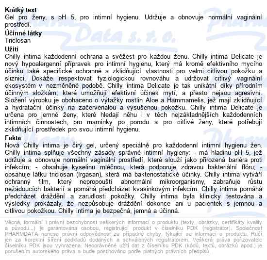 Chilly Intima Delicate 200ml - popis