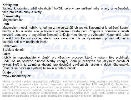 Vitaharmony Hořčík 300mg Tbl.120 - popis