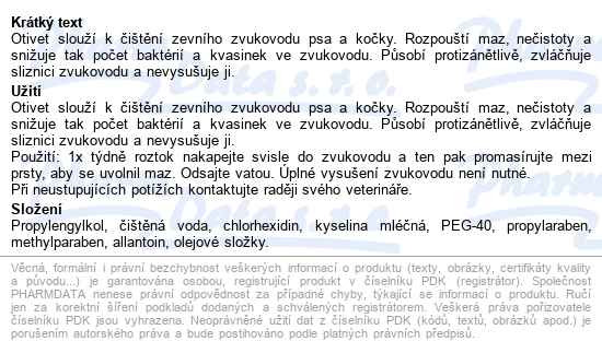 Otivet roztok k čištění uší psů a koček 75ml - popis