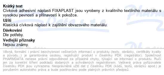 Fixaplast Tape Cívková Náplast 1.25cmx5m - popis