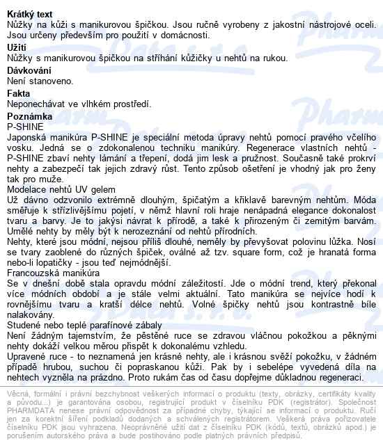 Solingen Ce-743 Nůžky Na Nehty S Manik. špičkou - popis
