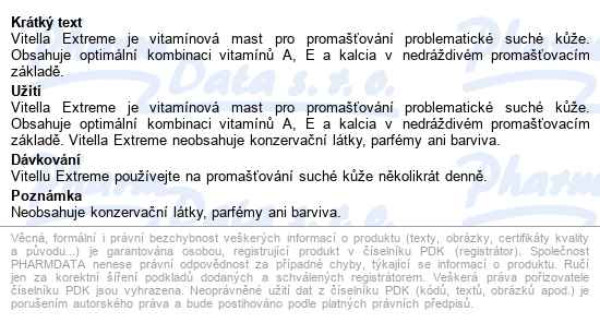 Vitella Extreme Vitamínová Mast S Kalciem 75g - popis