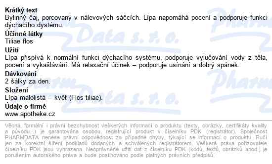 Apotheke Lípa Květ čaj 20x1.5g - popis