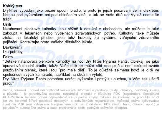 Natahovací Kalhotky Drynites Pro Dívky 4-7 Let savost 1340ml, váha 17-30kg, 10ks - popis