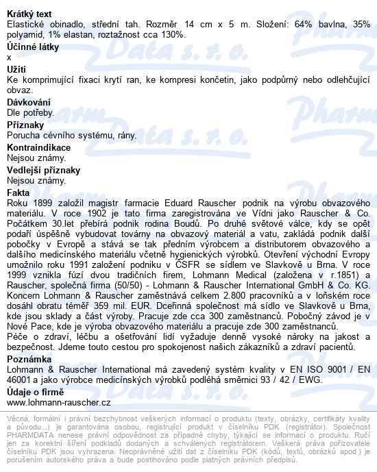 Obinadlo Elastické Universální Lenkelast 15cmx5m v nataženém stavu,střední tah,jednotlivě b - popis