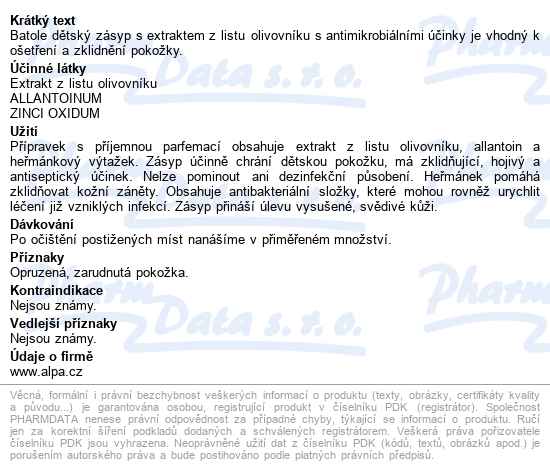 Batole Dětský Zásyp S Extr.olivovníku Sypačka 100g - popis