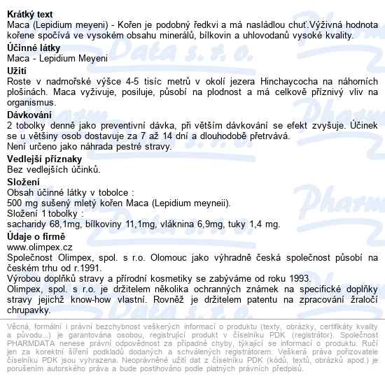 Natural Medicaments Maca Tobolek 100 - popis