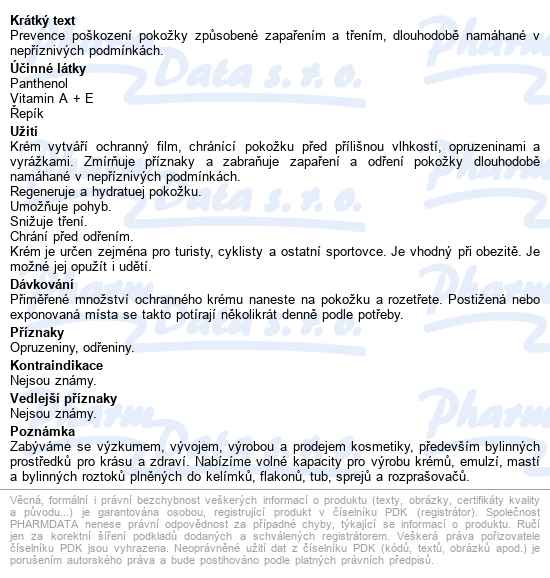 Antivlk Krém Proti Opruzeninám 100ml - popis
