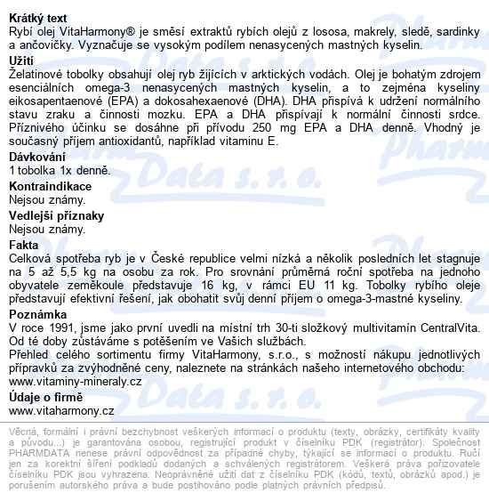 Vitaharmony Rybí Olej Omega 3 Tbl.50 - popis