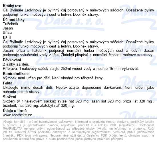 čaj Bylináře Ledvinový 40x1.6g - popis