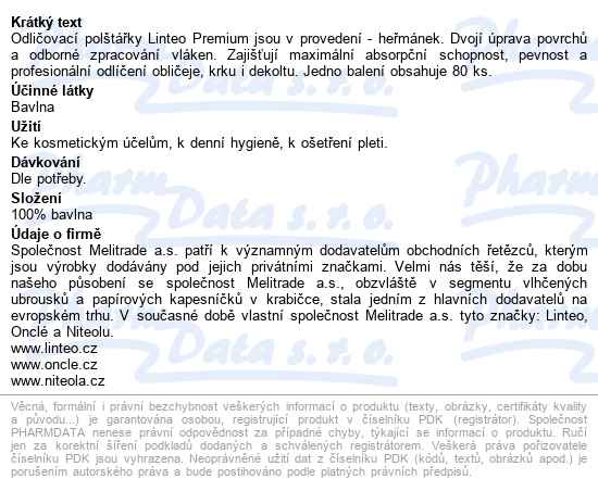 Vatové Polštářky Linteo Premium Heřmánek 80ks - popis