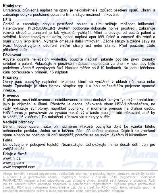 Compeed Náplast Na Opary 15ks - popis