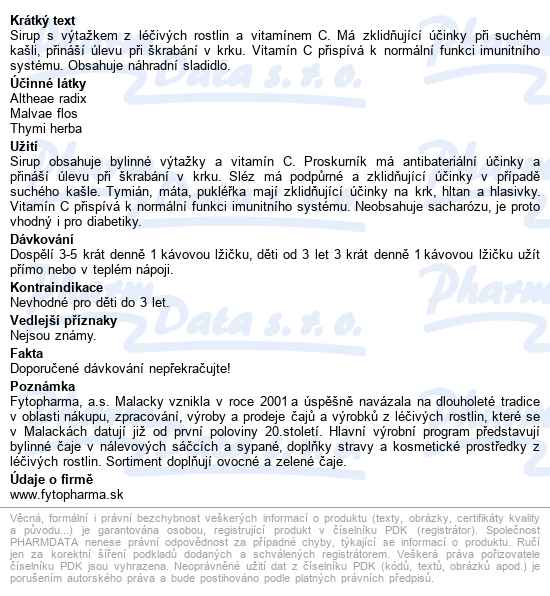 Tatranská Průduš.směs Bylin.sirup Bez Cukru 100ml - popis