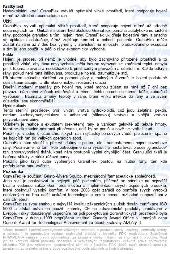 Granuflex Signal 10x10 cm, hydrokoloidní krytí, 5 ks - popis