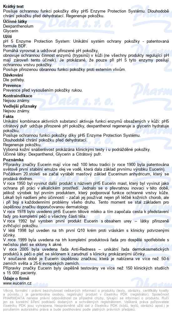 Eucerin Ph5 Regenerační Krém Na Ruce 75ml - popis