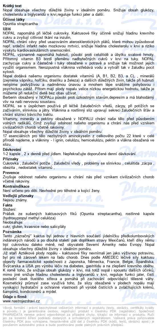 Nástroje Zdraví Nopal Bio Cps.120 - popis