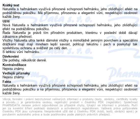 Naturella Ultra Normal Vložky 10ks - popis