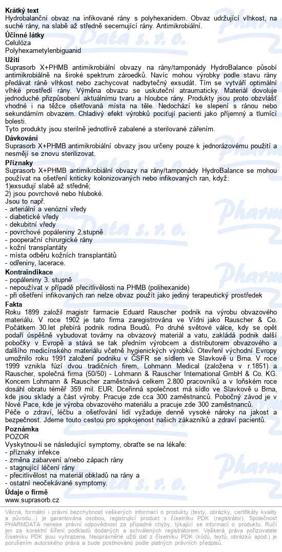 Krytí Hydrobalanční Antimikrobiální Suprasorb X+ph 9x9cm,s polyhexanidem,pro infikované rány,5ks - popis