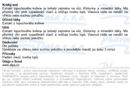 Luna Vlasová Voda Bylinná Lopuch 120ml - popis