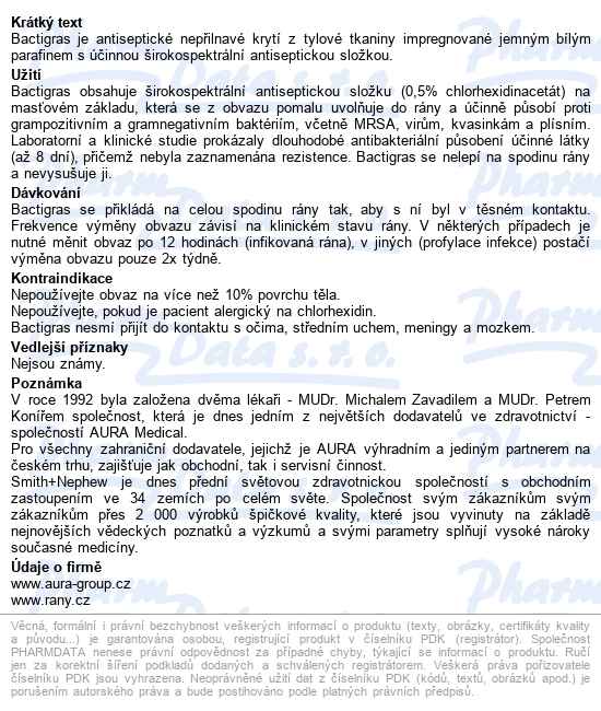 Krytí Bactigras 5x5cm 0,5%chlorhexidinacetát,50ks - popis