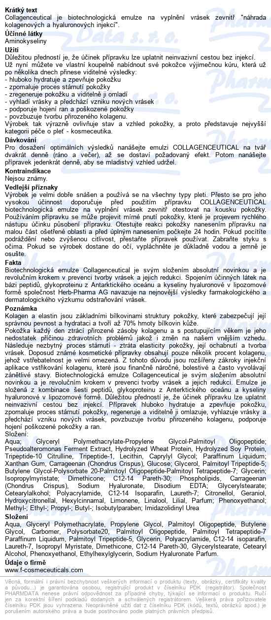 Fc Collagenceutical Emulze Na Vyplnění Vrásek 30ml - popis