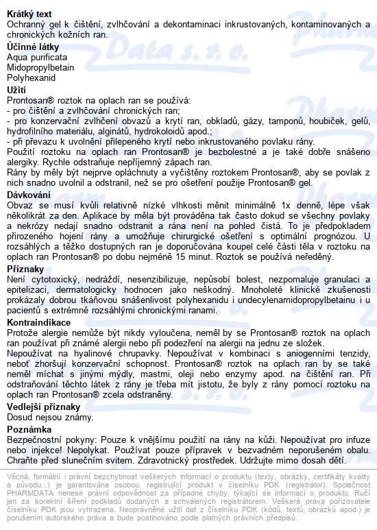 Prontosan Wound Gel hydrogel na aktivní odstranění biofilmu, 30ml - popis