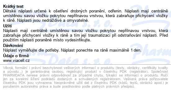 Viacell D122b Dětské Obrázko.náplasti 19x56mm 20ks - popis